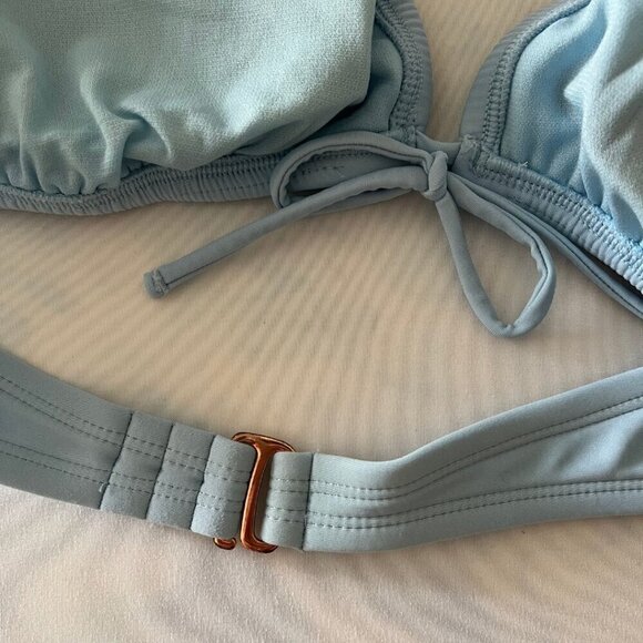 Baby Blue Halter Tie Bikini Swimsuit Top XL - Picture 5 of 6